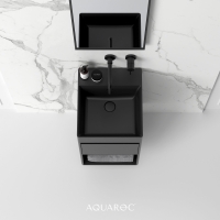 Monza Matte Black Stone Vanity Unit 400mm