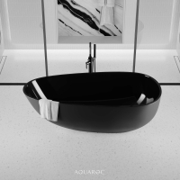 Uovo Matte Black Freestanding Stone Bath 1700mm