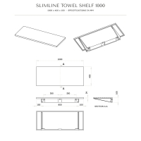Wall Hung Stone Slimline Towel Shelf 1000mm