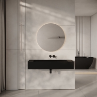 Ultra Matte Black Wall Hung Double Stone Basin 1200mm