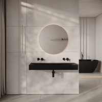 Aura Matte Black Wall Hung Double Stone Basin 1200mm