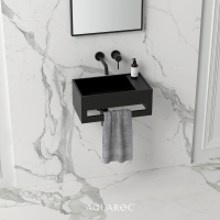 Flow Matte Black Wall Hung Stone Basin 500mm