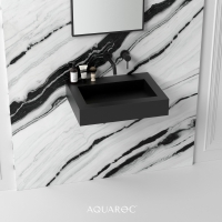 Fiora Matte Black Wall Hung Stone Basin 600mm