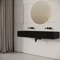 Ultra Matte Black Wall Hung Double Stone Basin 1400mm