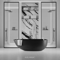 Uovo Matte Black Freestanding Stone Bath 1700mm