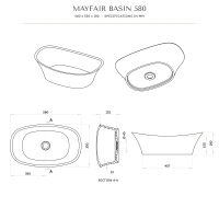 Mayfair Countertop Stone Basin 580mm
