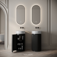 Rotunda Fluted Vanity Unit & Carrara Marble Basin 420mm Matte Black