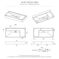 Aura Wall Hung Stone Basin 1000mm