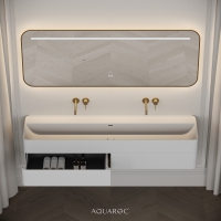 Nero Curved Stone Double Vanity Unit 1600mm
