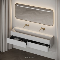 Nero Curved Stone Double Vanity Unit 1600mm
