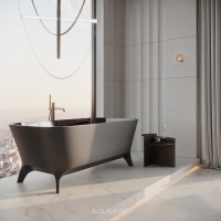 Paris Matte Black Freestanding Stone Bath 1600mm