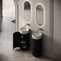 Rotunda Fluted Vanity Unit & Carrara Marble Basin 420mm Matte Black