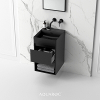Monza Matte Black Stone Vanity Unit 400mm