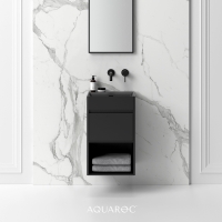 Monza Matte Black Stone Vanity Unit 400mm