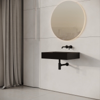 Aura Matte Black Wall Hung Stone Basin 600mm