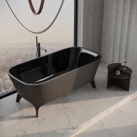 Paris Matte Black Freestanding Stone Bath 1600mm