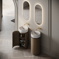 Rotunda Vanity Unit & Stone Basin 420mm Smoked Oak