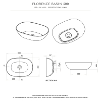 Florence Matte Black Countertop Stone Basin 500mm