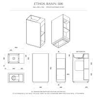 Ethos Freestanding Stone Basin 500mm