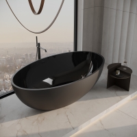Volterra Matte Black Freestanding Stone Bath 1760mm