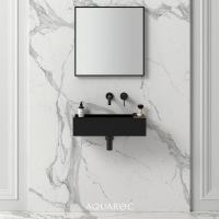 Mode Matte Black Wall Hung Stone Basin 600mm