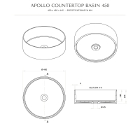 Apollo Round Countertop Stone Basin 450mm