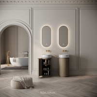 Rotunda Vanity Unit & Carrara Marble Basin 420mm Smoked Oak