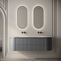 Belgravia II Double Vanity Unit & Stone Basin 1600mm Matte Grey