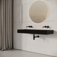 Aura Matte Black Wall Hung Double Stone Basin 1200mm