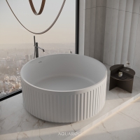 Athena Freestanding Fluted Round Stone Bath 1350mm