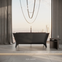 Paris Matte Black Freestanding Stone Bath 1600mm