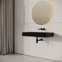 Aura Matte Black Wall Hung Stone Basin 900mm