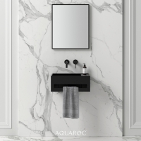 Flow Matte Black Wall Hung Stone Basin 500mm