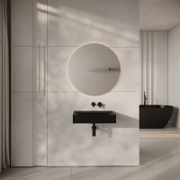 Aura Matte Black Wall Hung Stone Basin 600mm