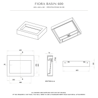 Fiora Wall Hung Stone Basin 600mm
