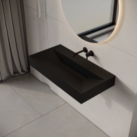 Aura Matte Black Wall Hung Stone Basin 900mm