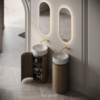 Rotunda Vanity Unit & Carrara Marble Basin 420mm Smoked Oak