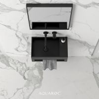 Flow Matte Black Wall Hung Stone Basin 500mm