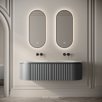 Belgravia Double Vanity Unit & Stone Basin 1400mm Matte Grey