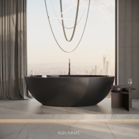 Volterra Matte Black Freestanding Stone Bath 1760mm