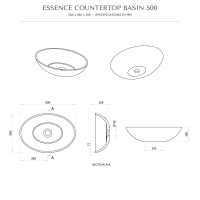 Essence Countertop Stone Basin 500mm