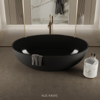 Volterra Matte Black Freestanding Stone Bath 1760mm