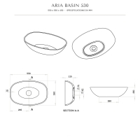 Aria Countertop Stone Basin 530mm