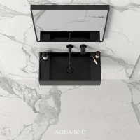 Mode Matte Black Wall Hung Stone Basin 600mm