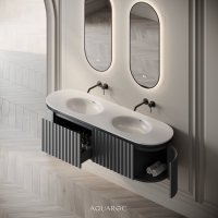 Belgravia Double Vanity Unit & Stone Basin 1600mm Matte Grey