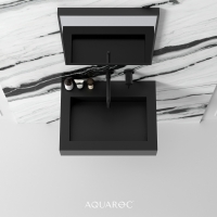 Fiora Matte Black Wall Hung Stone Basin 600mm