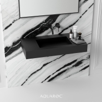 Fiora Matte Black Wall Hung Stone Basin 900mm