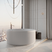 Athena Freestanding Fluted Round Stone Bath 1350mm