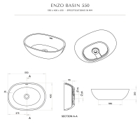Enzo Countertop Stone Basin 550mm