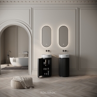 Rotunda Fluted Vanity Unit & Carrara Marble Basin 420mm Matte Black